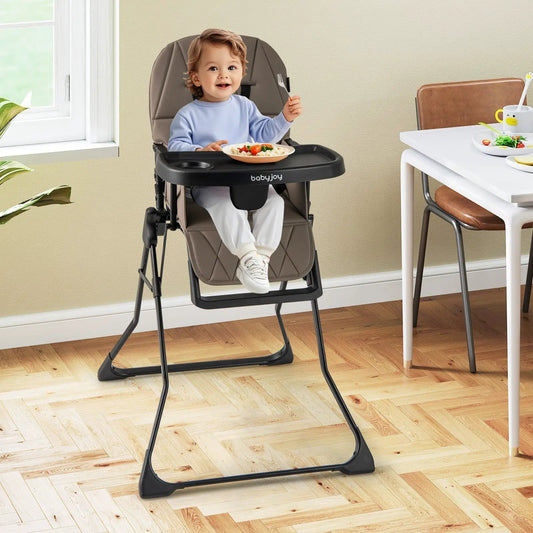 Babyjoy Easy Clean Compact Highchair with removable tray in taupe PU seat on Tampa Home & Garden Store