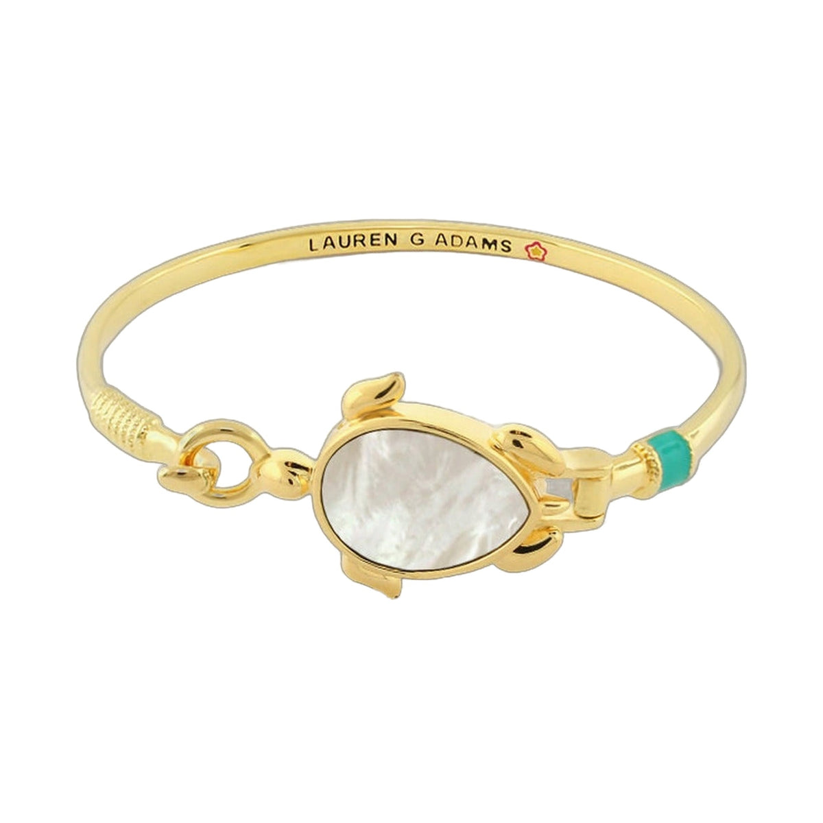 Eau Turtle Bangle — Shell Inlay, Lauren G Adams gold-tone bracelet with turquoise inlay on Tampa Home & Garden Store