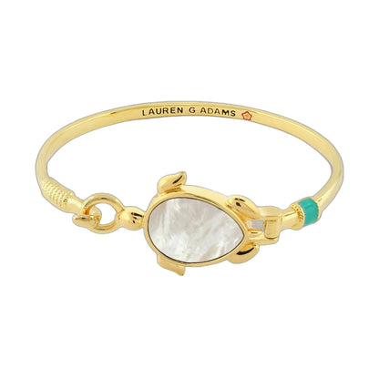 Eau Turtle Bangle — Shell Inlay, Lauren G Adams gold-tone bracelet with turquoise inlay on Tampa Home & Garden Store