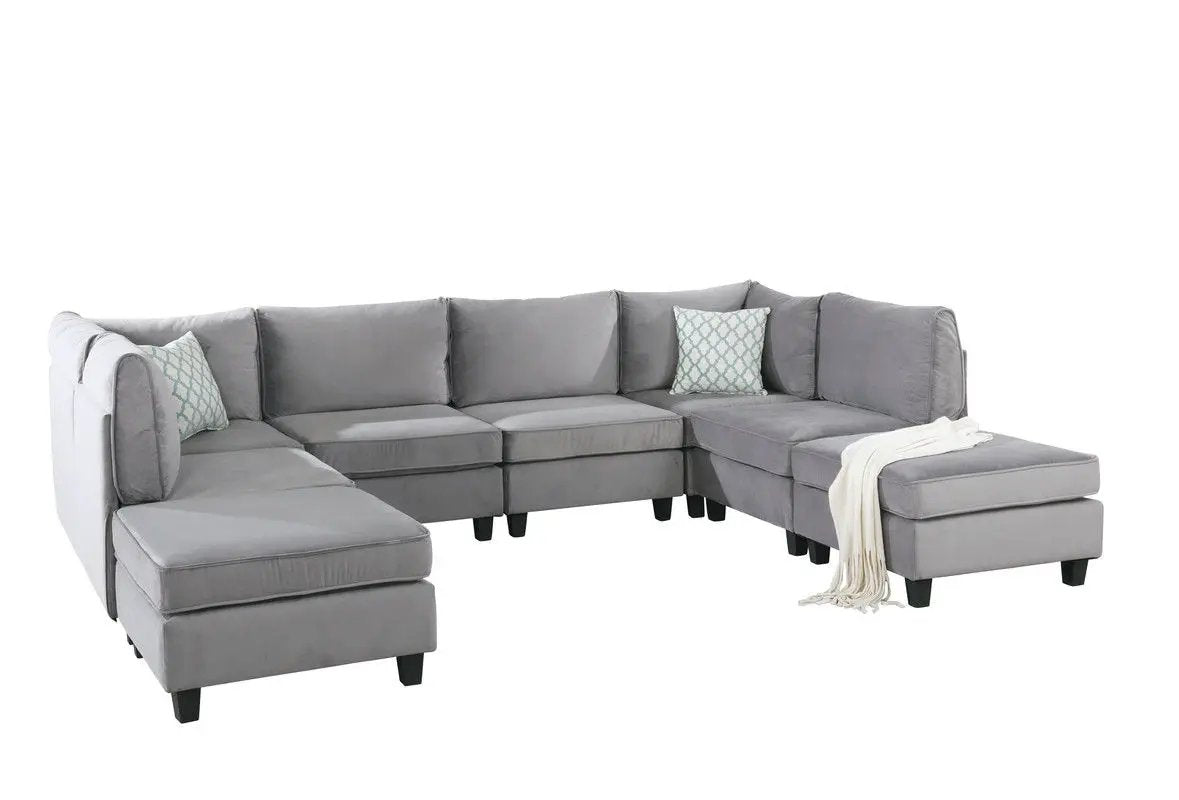 Simona - Modular Sectional Sofa in gray fabric, L-shaped with chaise, by Unique Piece Furniture on Tampa Home & Garden Store