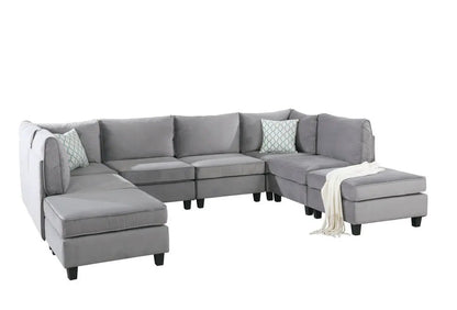 Simona - Modular Sectional Sofa in gray fabric, L-shaped with chaise, by Unique Piece Furniture on Tampa Home & Garden Store