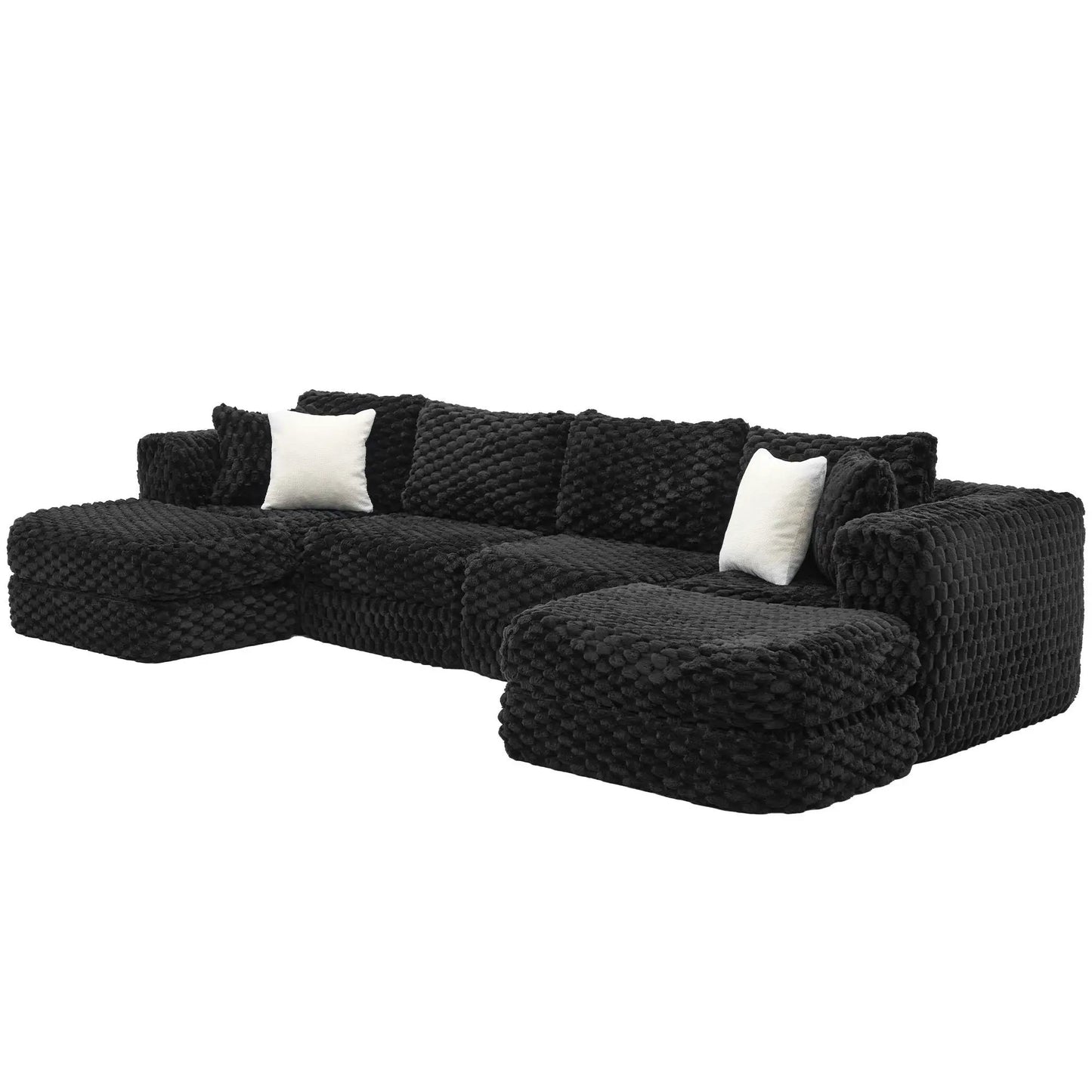 Modular Sectional Sofa with 2 Movable Ottomans