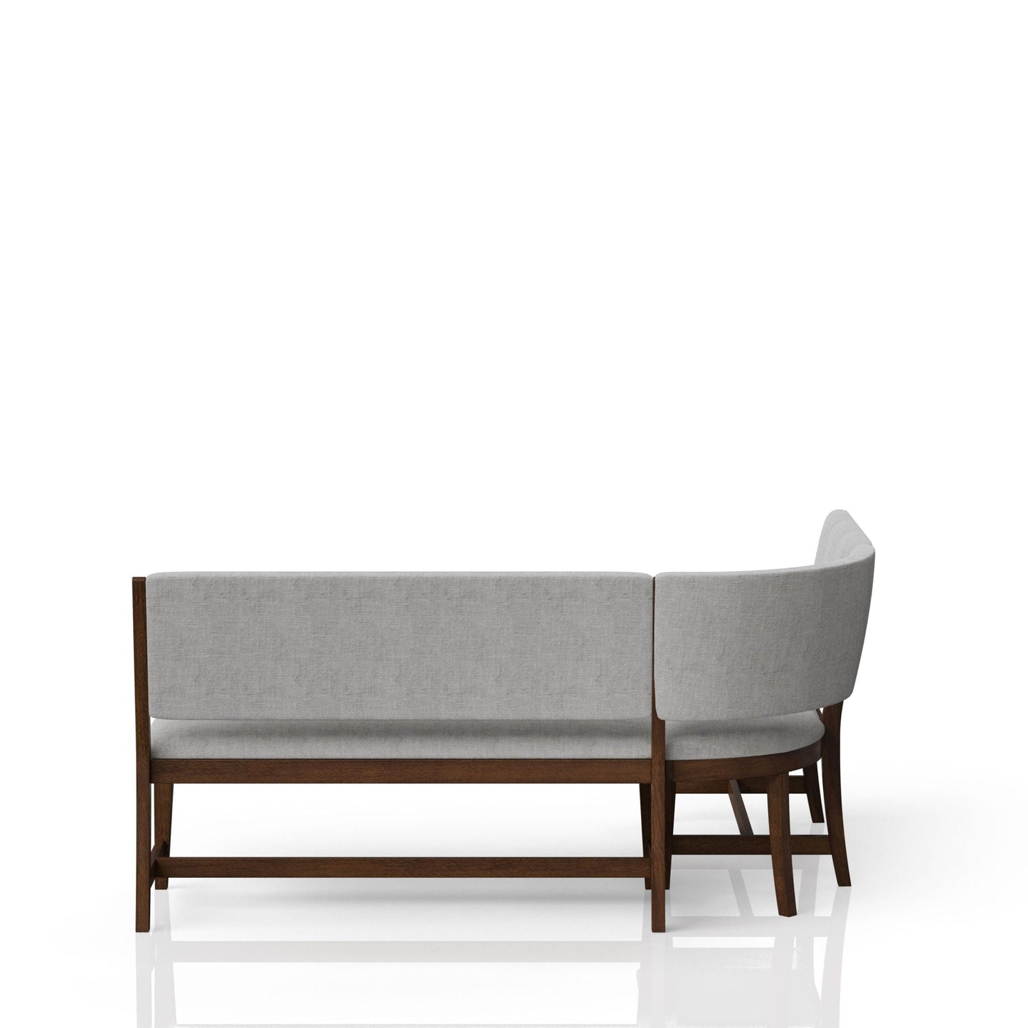 Curved Dining Bench Upholstered Beige Reversible