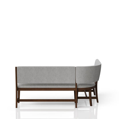Curved Dining Bench Upholstered Beige Reversible