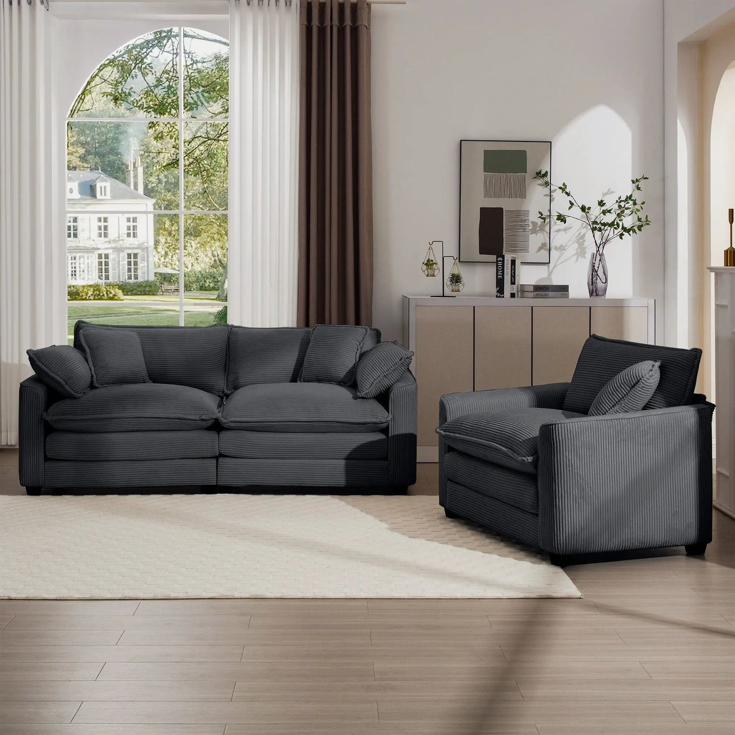 Elegant Sectional Sofa Set with Deep Seats