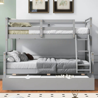 Bunk bed with ladder and safety guardrail in gray wood by Unique Piece Furniture on Tampa Home & Garden Store