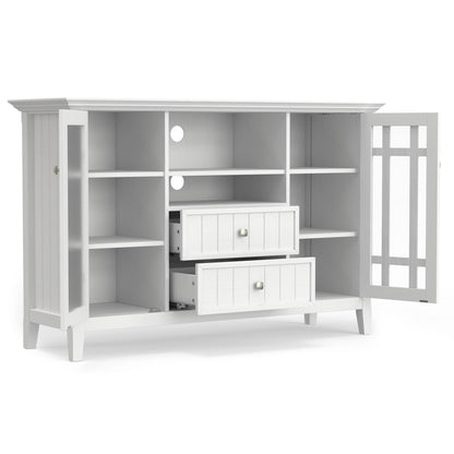 White solid-wood tall TV media stand with open shelves and two drawers by HouseOfZazla on Tampa Home & Garden Store