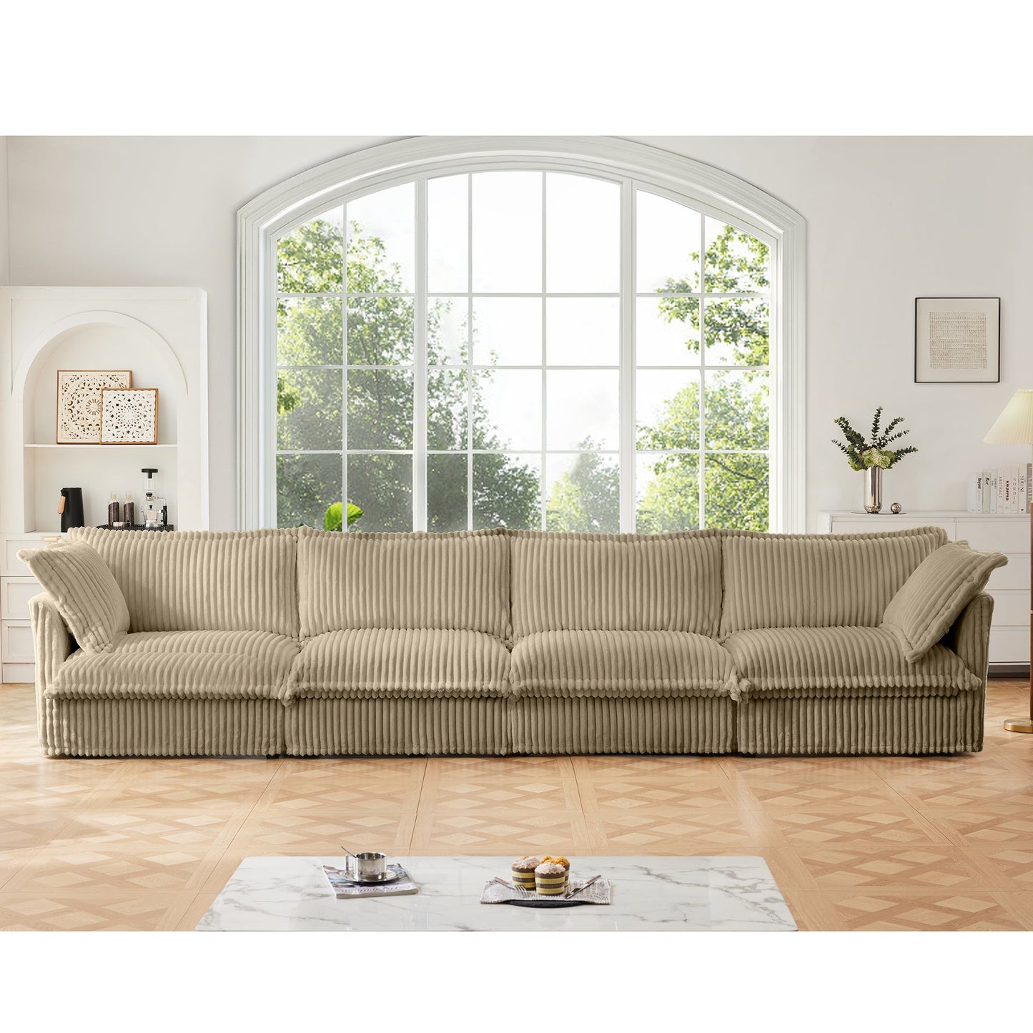 Plush and a Cozy Slipcovered Four Seater Couch