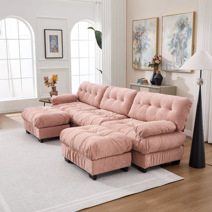 HouseOfZazla U-shaped modular sectional sofa in pink tufted fabric on Tampa Home & Garden Store