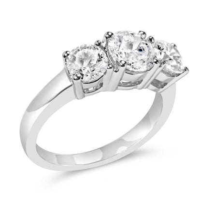 14K white gold 3-stone ring with 2.00 cttw lab-grown diamonds, F-G color VS1-VS2 clarity on Tampa Home & Garden Store