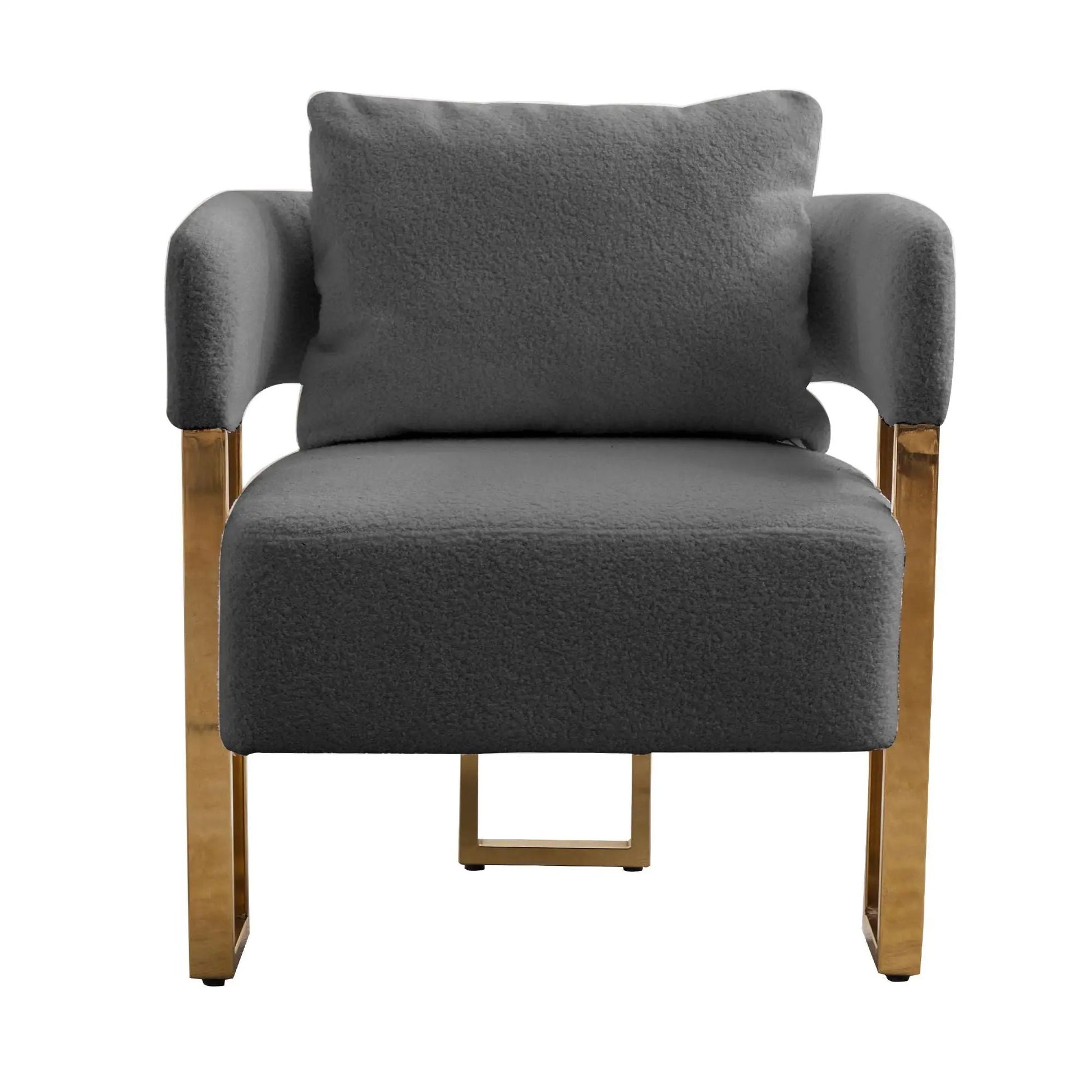 Modern decorative chair in charcoal teddy fleece with gold metal legs by Unique Piece Furniture on Tampa Home & Garden Store