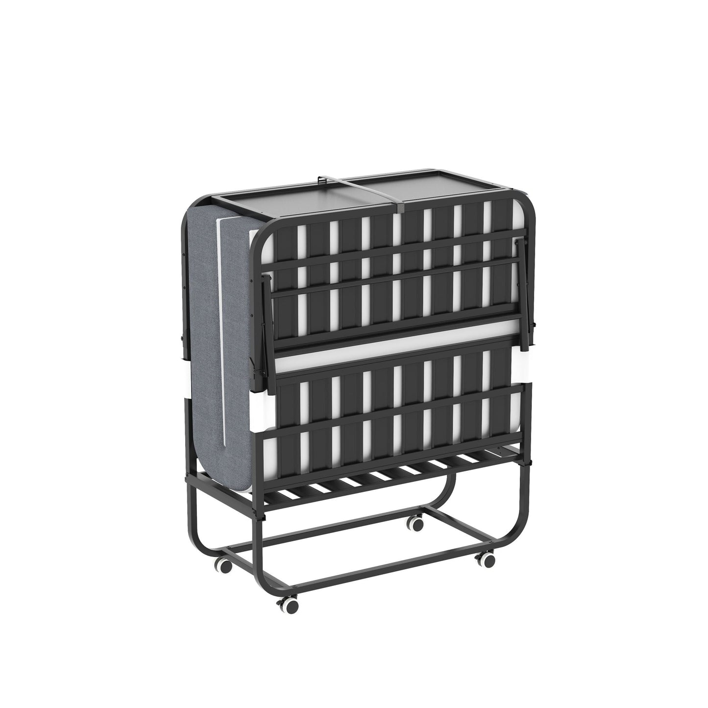 Twin folding bed with adjustable headboard, black rollaway on wheels memory foam on Tampa Home & Garden Store