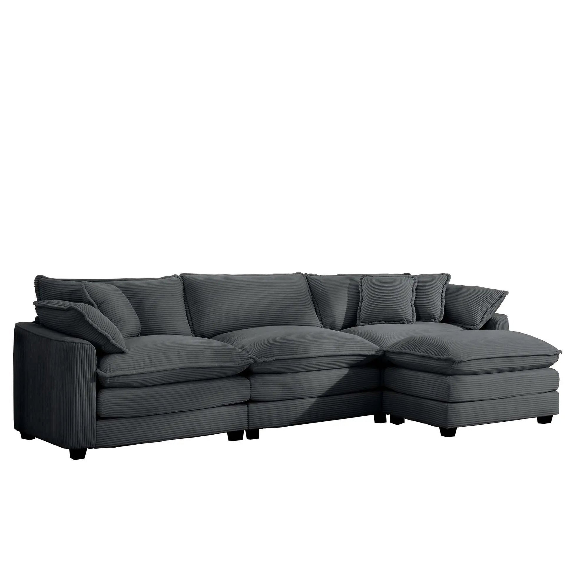 Modern modular sofa set with ottoman, low back, deep seating in dark gray on Tampa Home & Garden Store