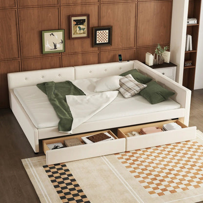 Platform bed with USB ports, white drawers by Unique Piece Furniture on Tampa Home & Garden Store