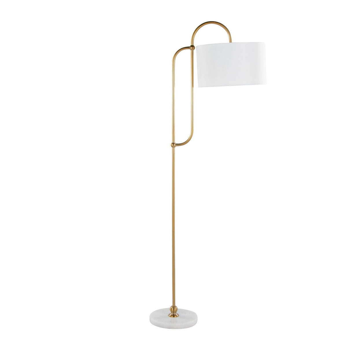 Leslie Glam Art Deco Floor Lamp in gold with white shade and marble base on Tampa Home & Garden Store