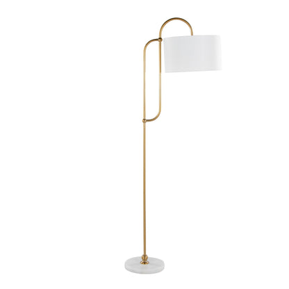 Leslie Glam Art Deco Floor Lamp in gold with white shade and marble base on Tampa Home & Garden Store