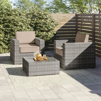 Wicker Outdoor Seating Set 3-Piece with beige cushions and coffee table HouseOfZazla on Tampa Home & Garden Store
