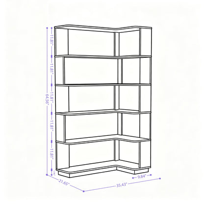 Freestanding corner bookshelf with adjustable shelves, dark brown finish by HouseOfZazla on Tampa Home & Garden Store
