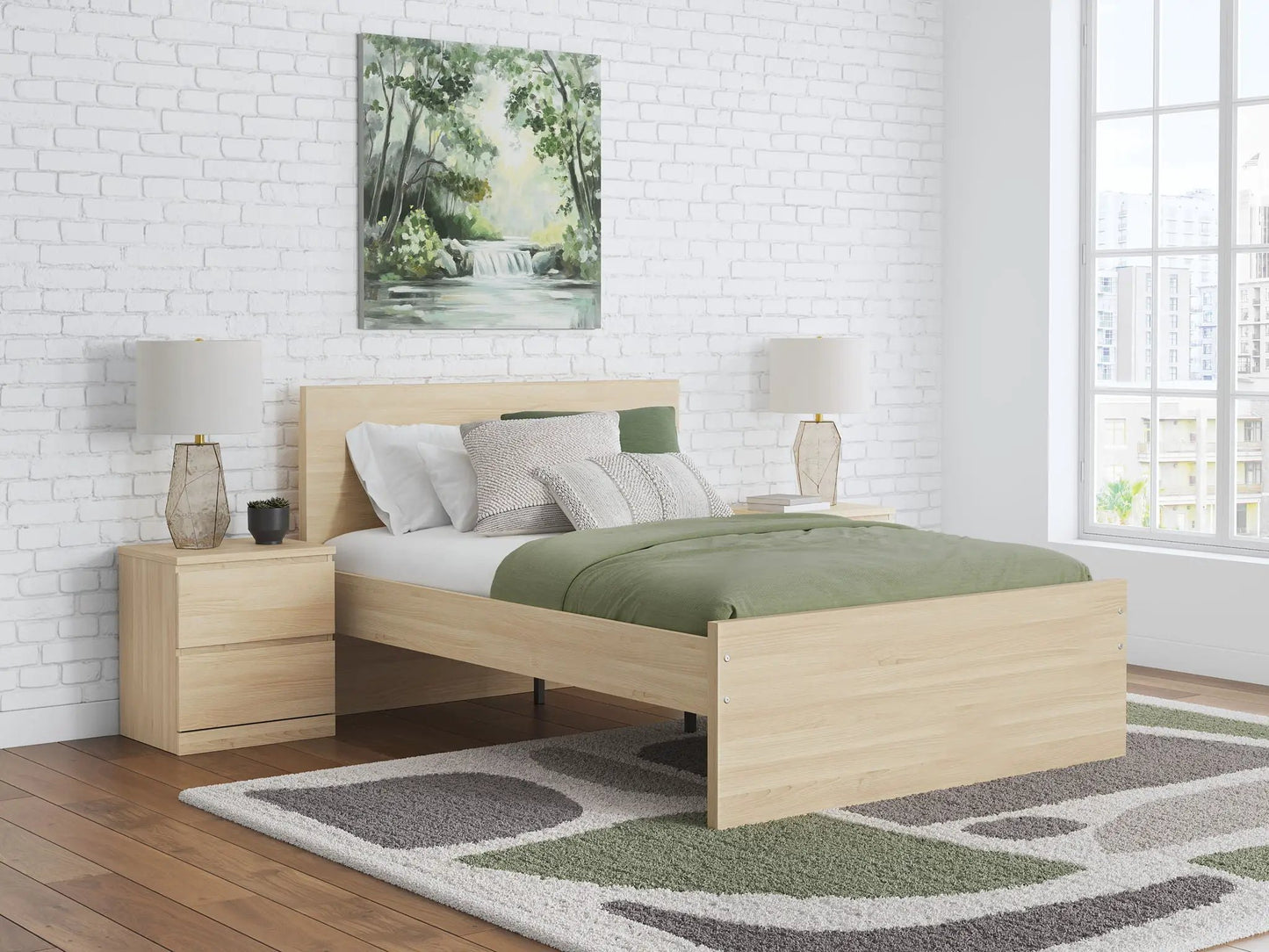 Onita Panel Platform Bed by Unique Piece Furniture in light wood with clean lines and storage on Tampa Home & Garden Store
