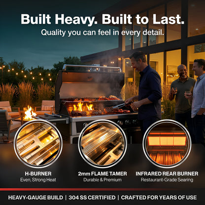 49'' stainless steel grill with infrared back burner by HouseOfZazla for outdoor grilling on Tampa Home & Garden Store
