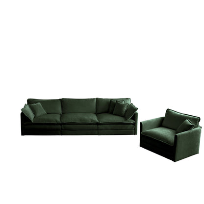 2-Piece Upholstered Sectional Sofa Set in green chenille with sofa and matching chair on Tampa Home & Garden Store