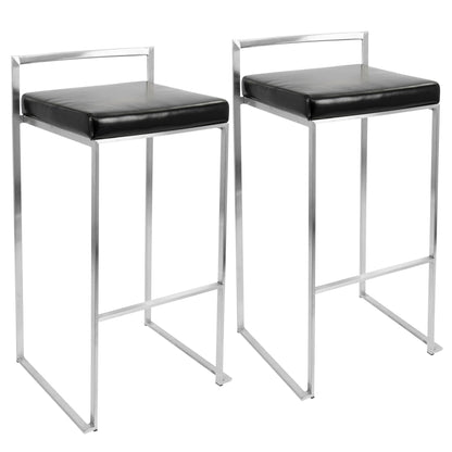 Contemporary stackable barstools, pair with padded black seats, chrome frame by HouseOfZazla on Tampa Home & Garden Store