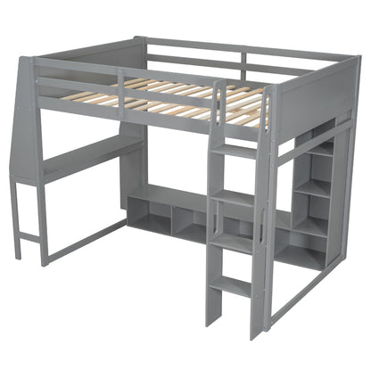 Loft bed with desk, LED, gray loft, hanging clothes rack and storage by HouseOfZazla on Tampa Home & Garden Store