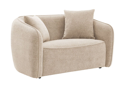 Keith Stationary Loveseat in beige chenille with two toss pillows by HouseOfZazla on Tampa Home & Garden Store