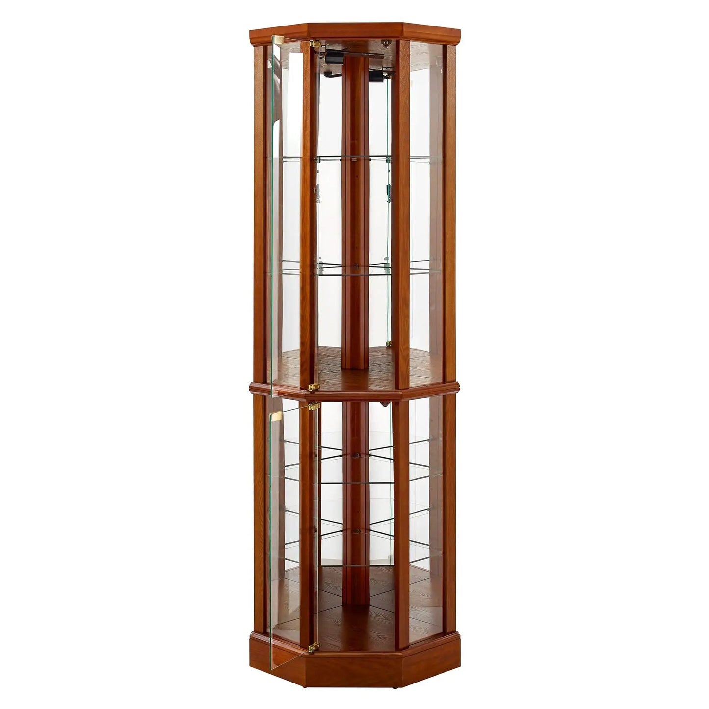 6-Shelf Lighted Corner Curio Cabinet with glass shelves and mirrored back Unique Piece Furniture on Tampa Home & Garden Store