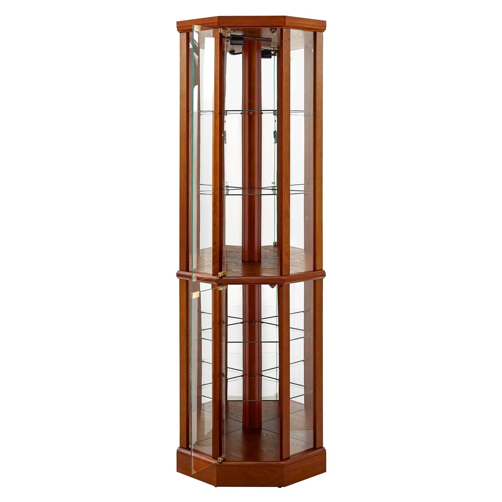 6-Shelf Lighted Corner Curio Cabinet with glass shelves and mirrored back Unique Piece Furniture on Tampa Home & Garden Store