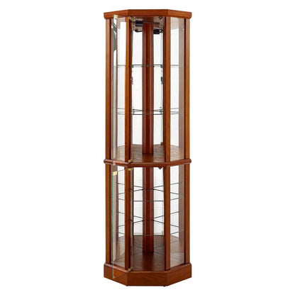 6-Shelf Lighted Corner Curio Cabinet with glass shelves and mirrored back Unique Piece Furniture on Tampa Home & Garden Store