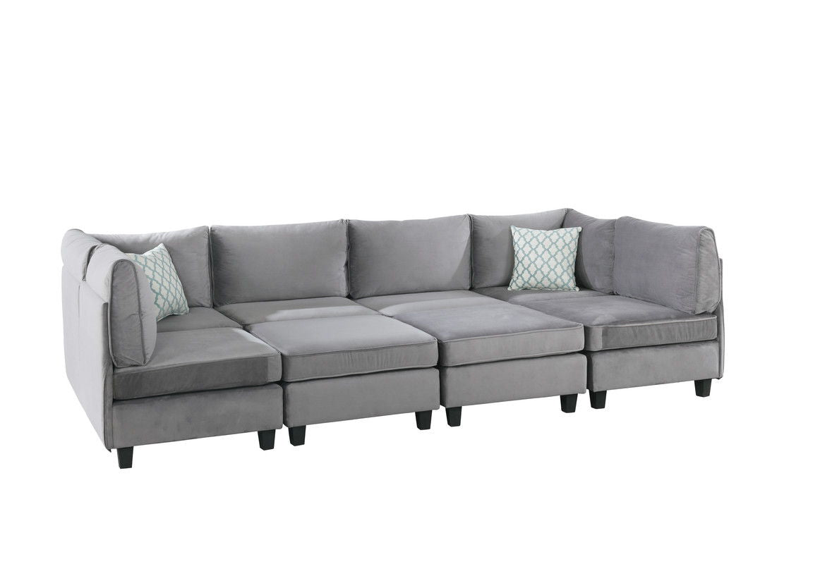 Simona gray modular sectional sofa, 5pc by HouseOfZazla; teal pillow accents on Tampa Home & Garden Store