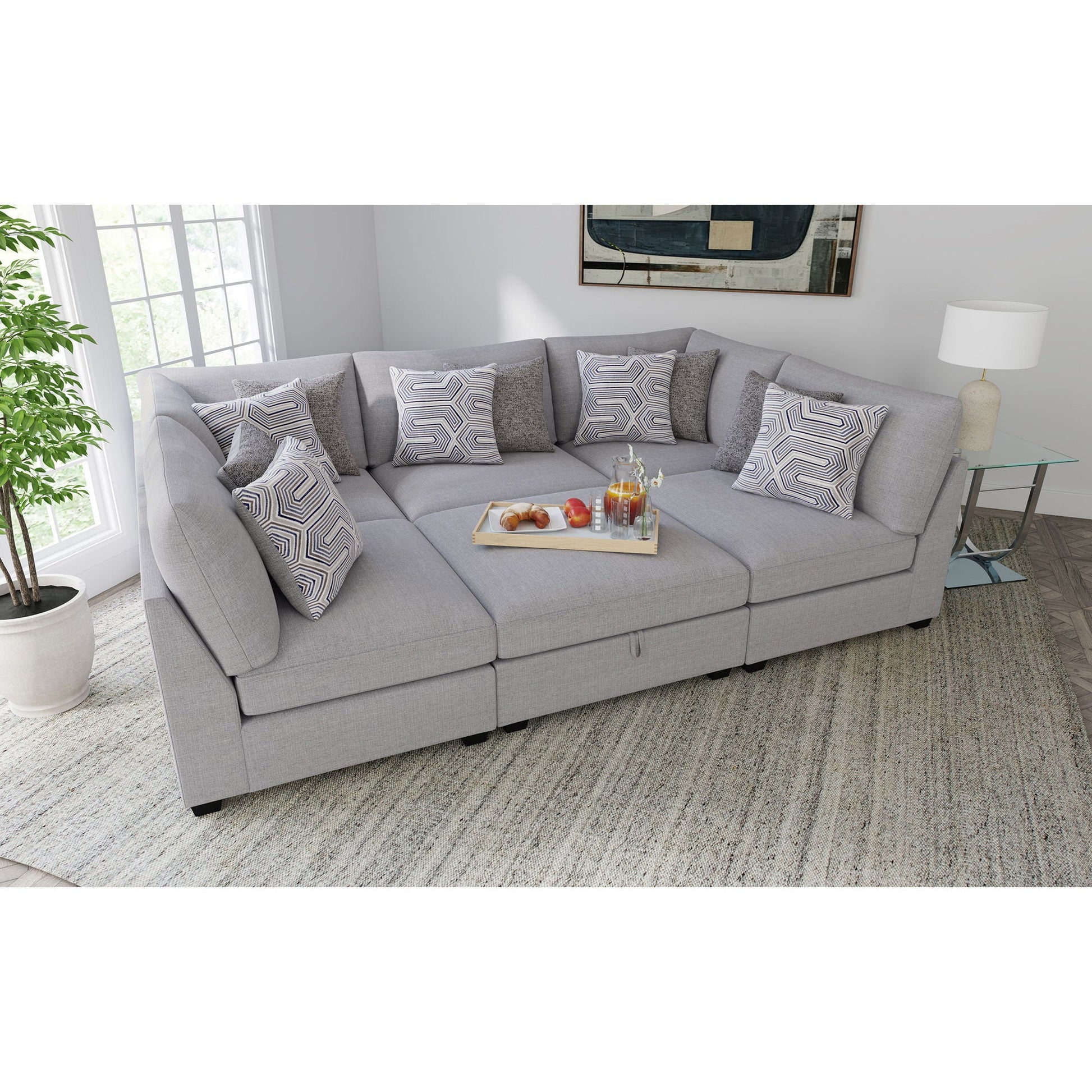 Lafayette Modular Sectional Sofa gray fabric, 2-piece living room set by HouseOfZazla on Tampa Home & Garden Store