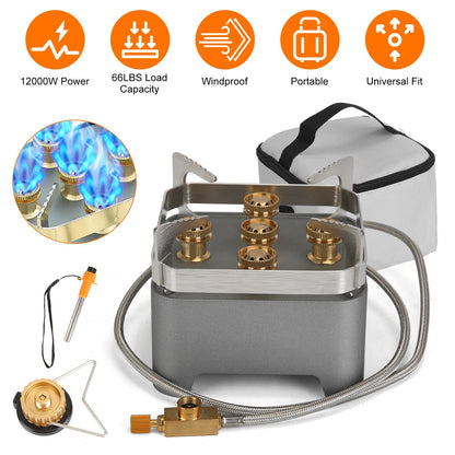 GemGear 12000W portable camping stove with windproof multi-burner top and carrying case on Tampa Home & Garden Store