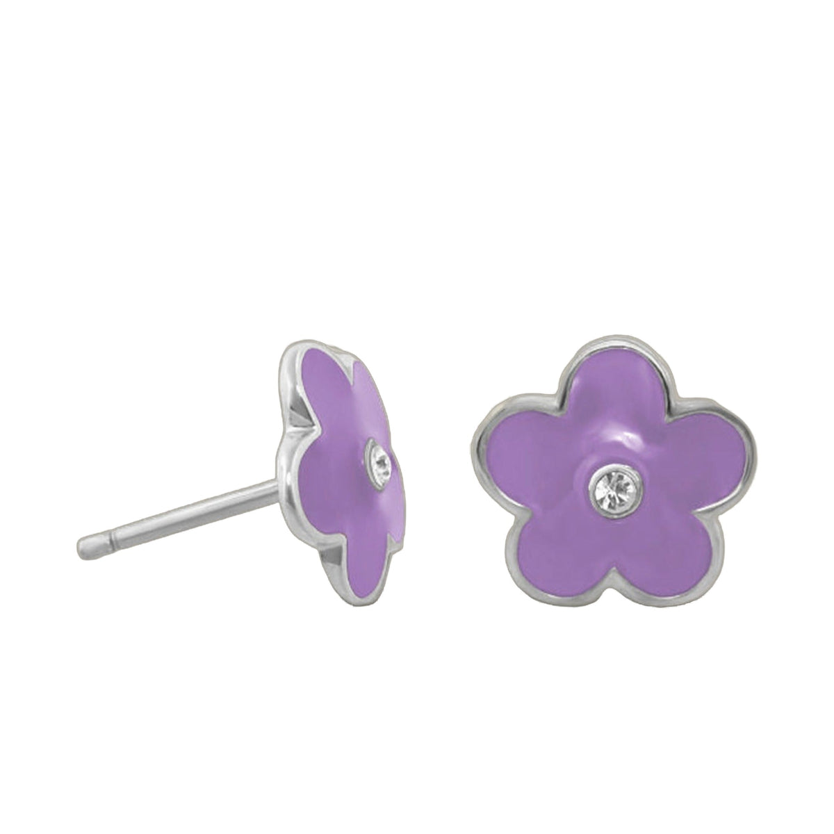 Flower Girl Daisy Earrings — Enamel Stud, purple flower pair by Lauren G Adams on Tampa Home & Garden Store