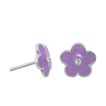 Flower Girl Daisy Earrings — Enamel Stud, purple flower pair by Lauren G Adams on Tampa Home & Garden Store