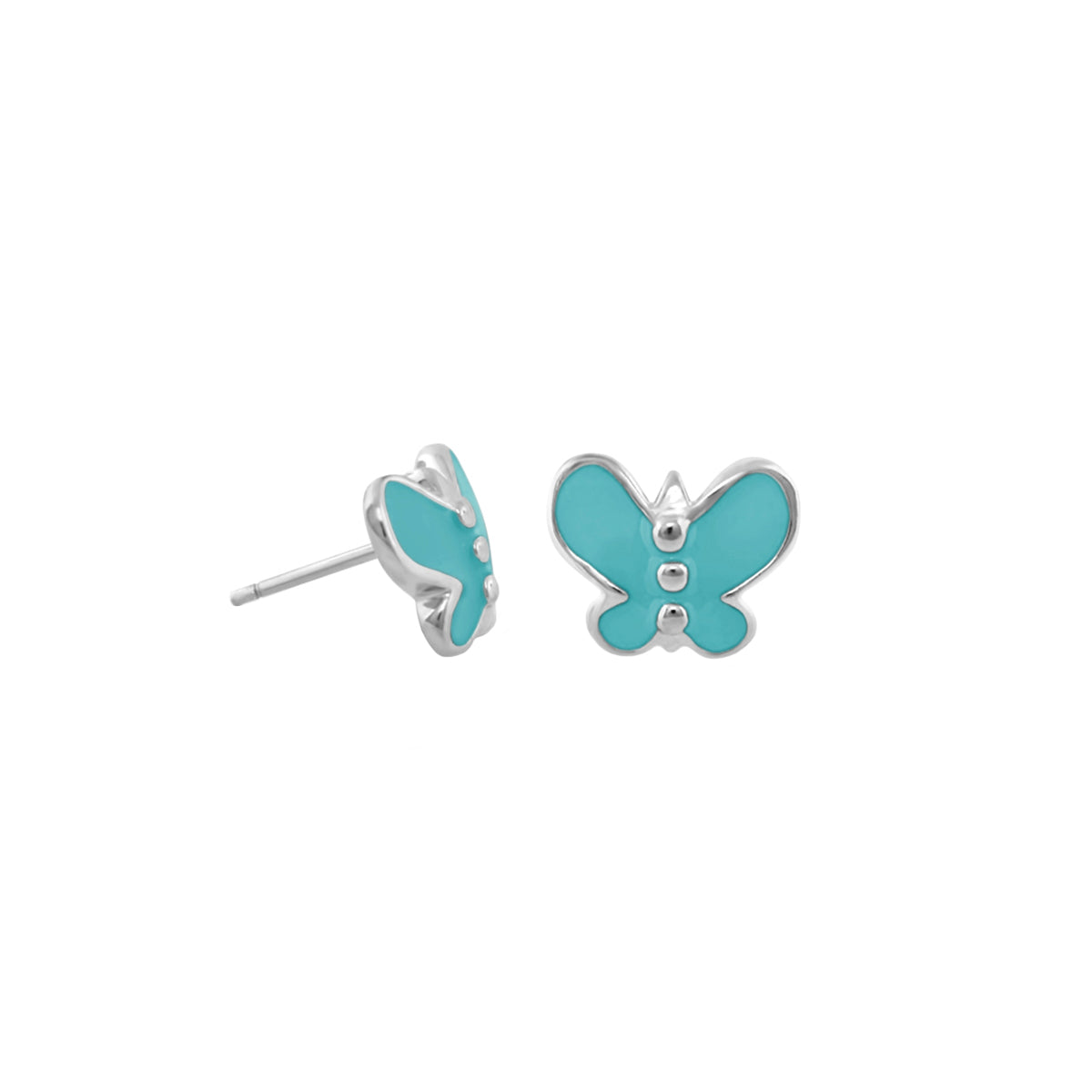 Petite Butterfly Earrings pair Lauren G Adams turquoise enamel silver setting stud on Tampa Home & Garden Store