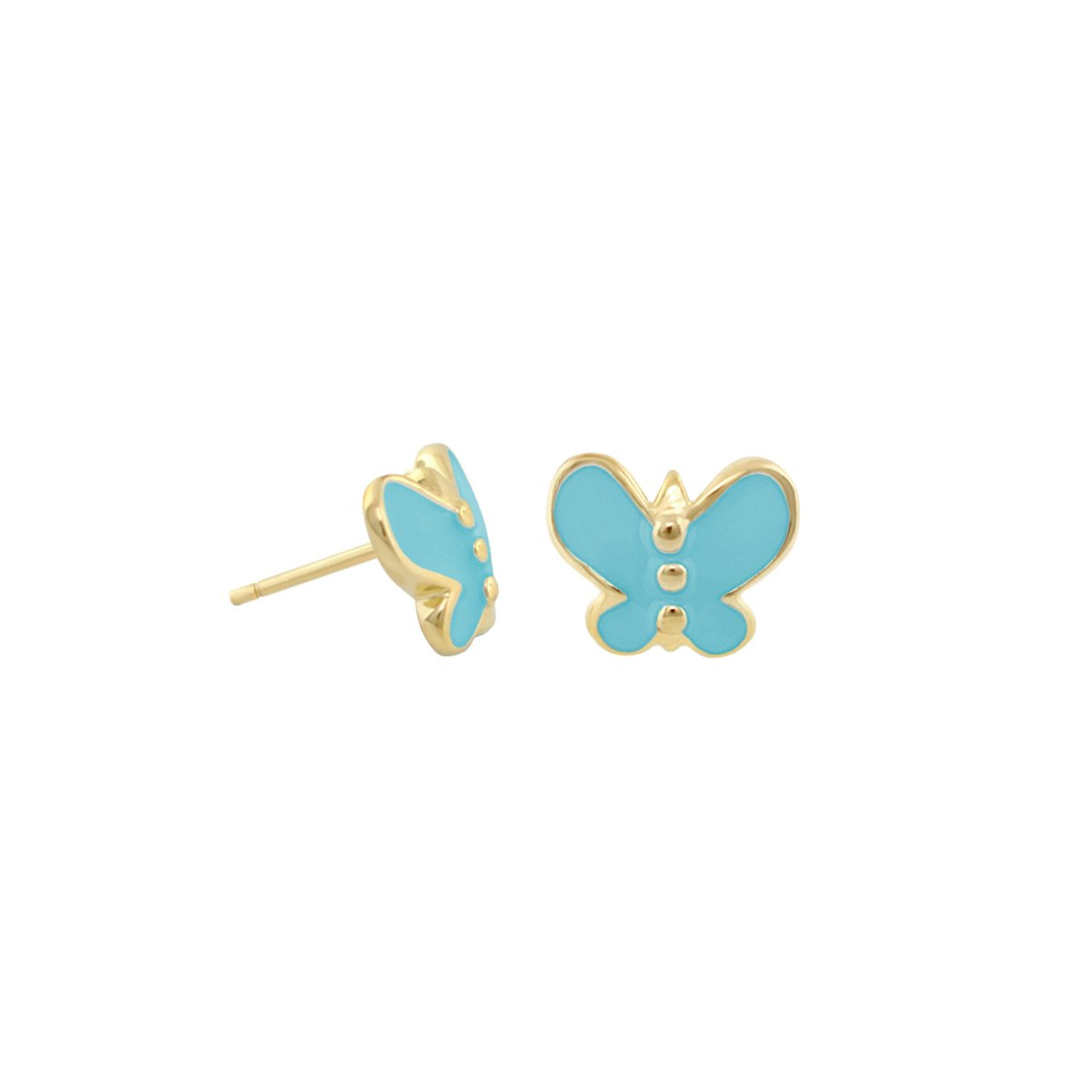 Petite butterfly earrings in turquoise enamel with gold-tone trim, stud pair on Tampa Home & Garden Store