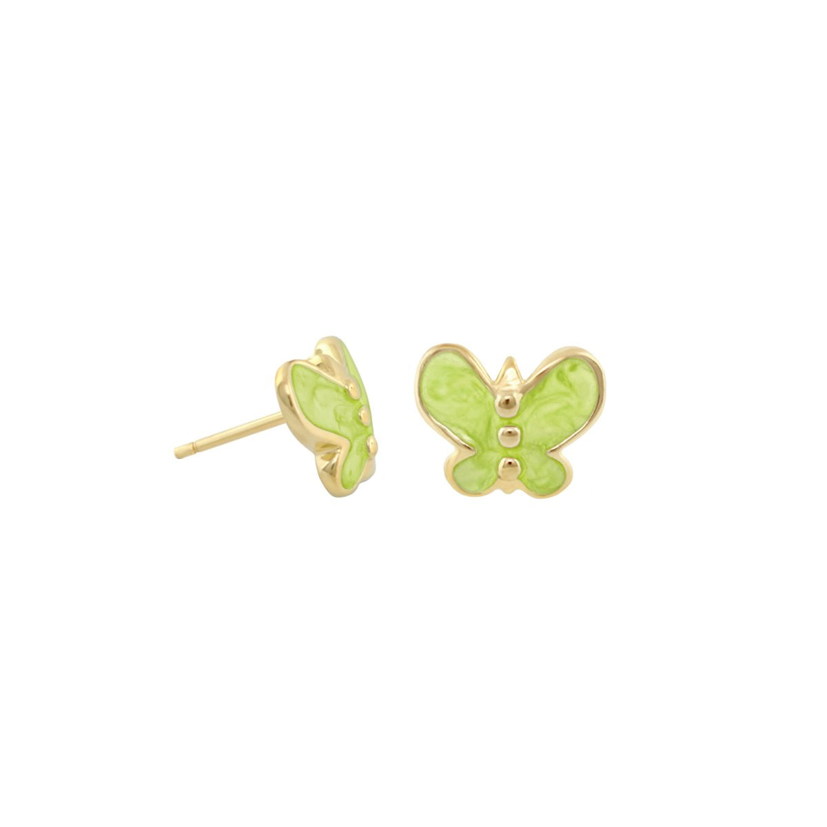 Petite Butterfly Earrings gold-tone lime green enamel Lauren G Adams Girls' Earrings pair on Tampa Home & Garden Store