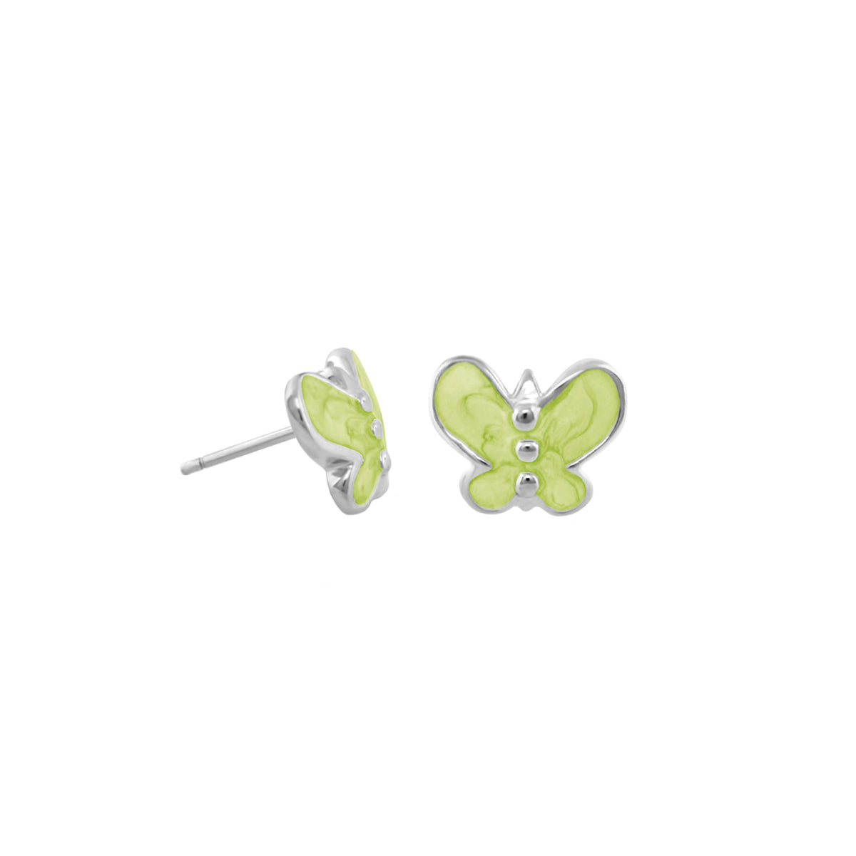 Petite Butterfly Earrings pair in lime green enamel with silver trim by Lauren G Adams on Tampa Home & Garden Store