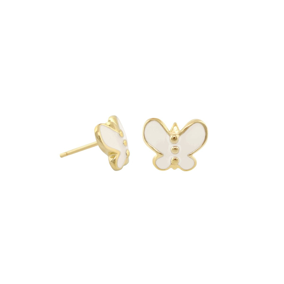 Petite Butterfly Earrings by Lauren G Adams, gold-tone studs with white enamel butterfly on Tampa Home & Garden Store