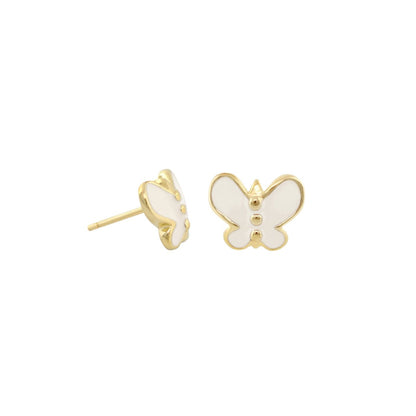 Petite Butterfly Earrings by Lauren G Adams, gold-tone studs with white enamel butterfly on Tampa Home & Garden Store
