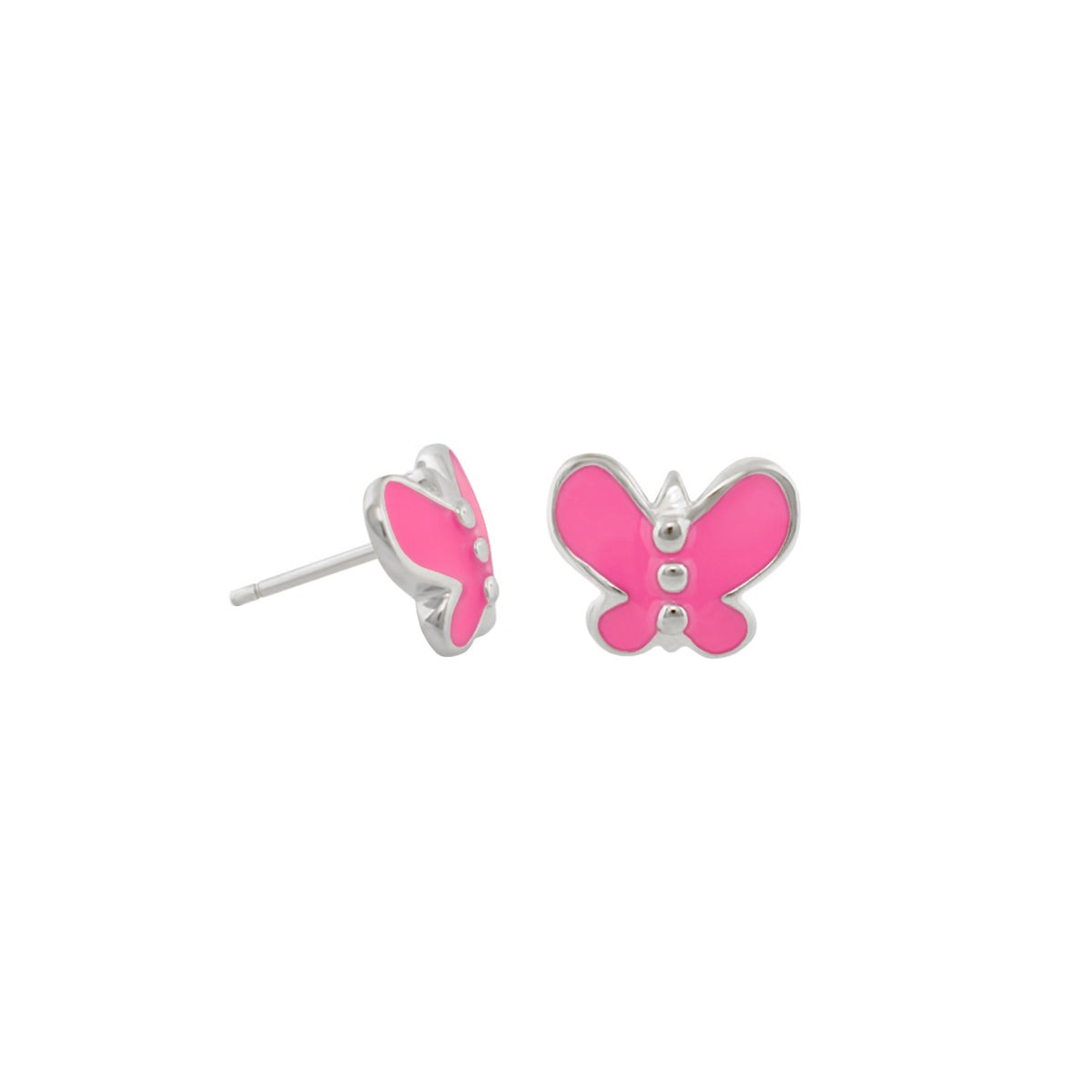 Petite Butterfly Earrings pink enamel studs in silver-tone Lauren G Adams on Tampa Home & Garden Store