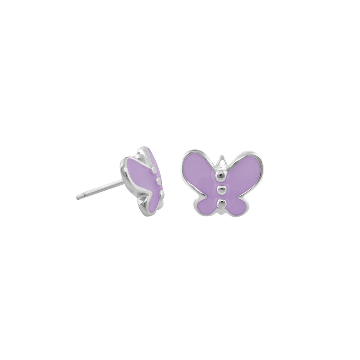 Petite Butterfly Earrings, girls' collection purple enamel studs in silver tone, Lauren G Adams on Tampa Home & Garden Store