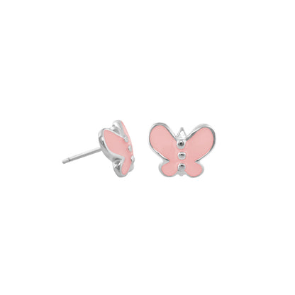 Petite Butterfly Earrings pink enamel with silver setting by Lauren G Adams, Girl's Collection on Tampa Home & Garden Store