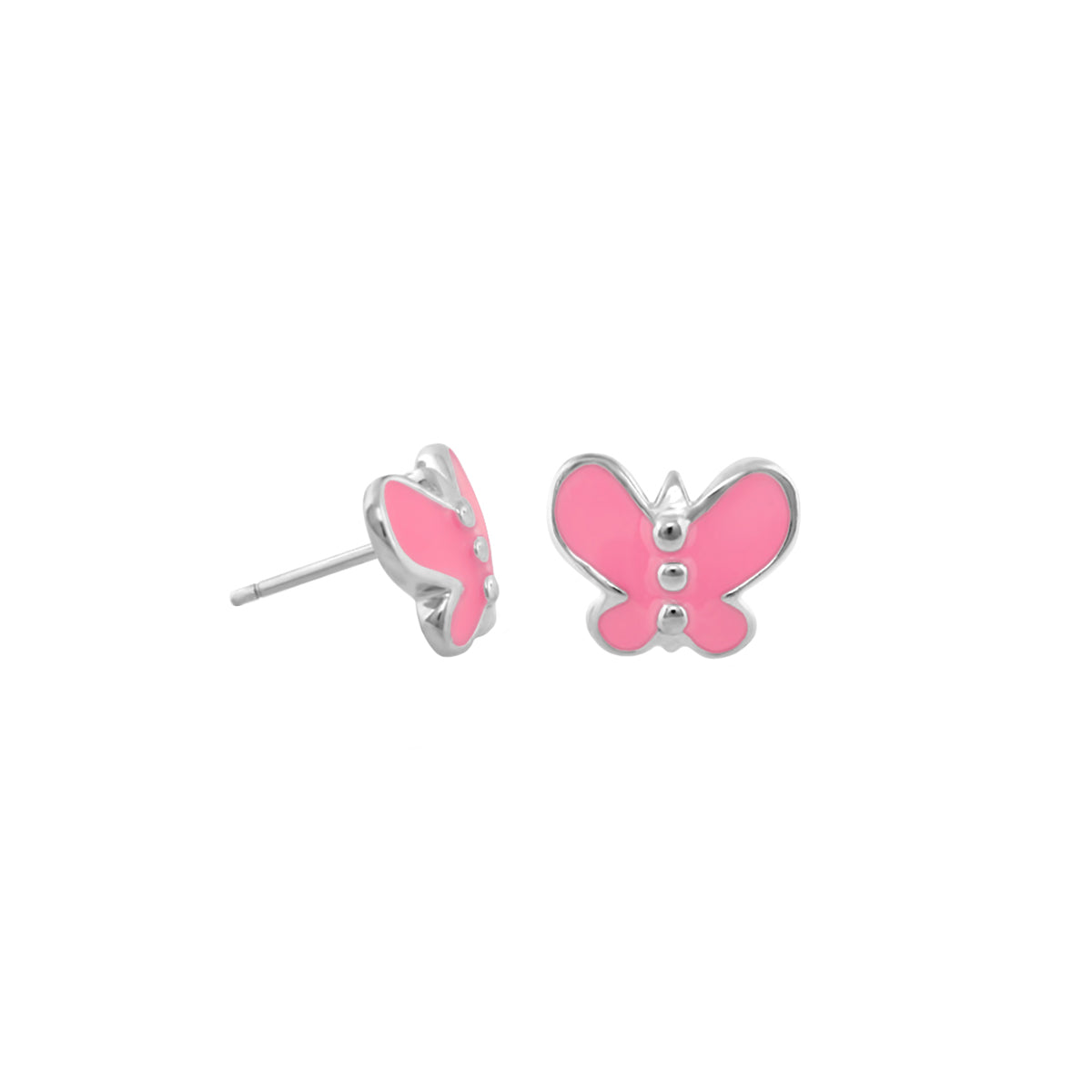 Petite Butterfly Earrings pair in pink enamel with silver setting by Lauren G Adams on Tampa Home & Garden Store