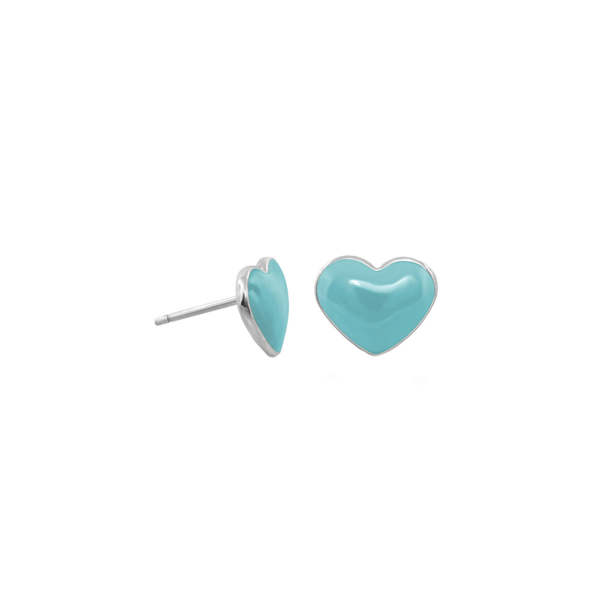 Enamel Heart Stud Earrings turquoise with silver setting by Lauren G Adams, Girl's Collection on Tampa Home & Garden Store