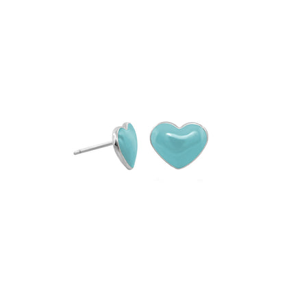 Enamel Heart Stud Earrings turquoise with silver setting by Lauren G Adams, Girl's Collection on Tampa Home & Garden Store