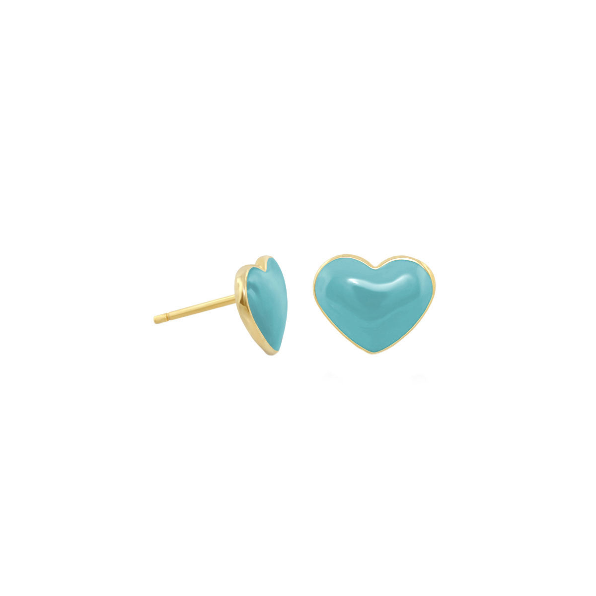 Pair of enamel heart stud earrings turquoise with gold-tone trim by Lauren G Adams on Tampa Home & Garden Store