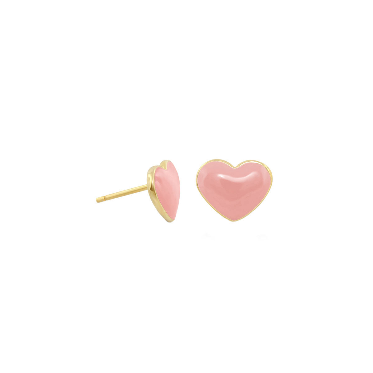 Pair of enamel pink heart stud earrings with gold-tone trim from Lauren G Adams on Tampa Home & Garden Store